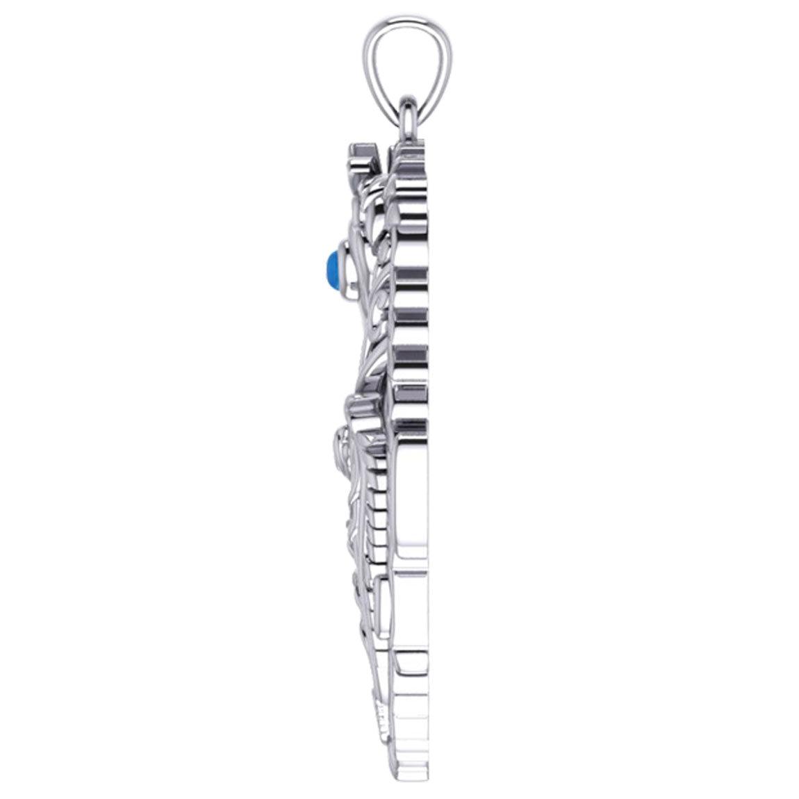 Large Seahorse Silver Pendant with Baby Seahorse