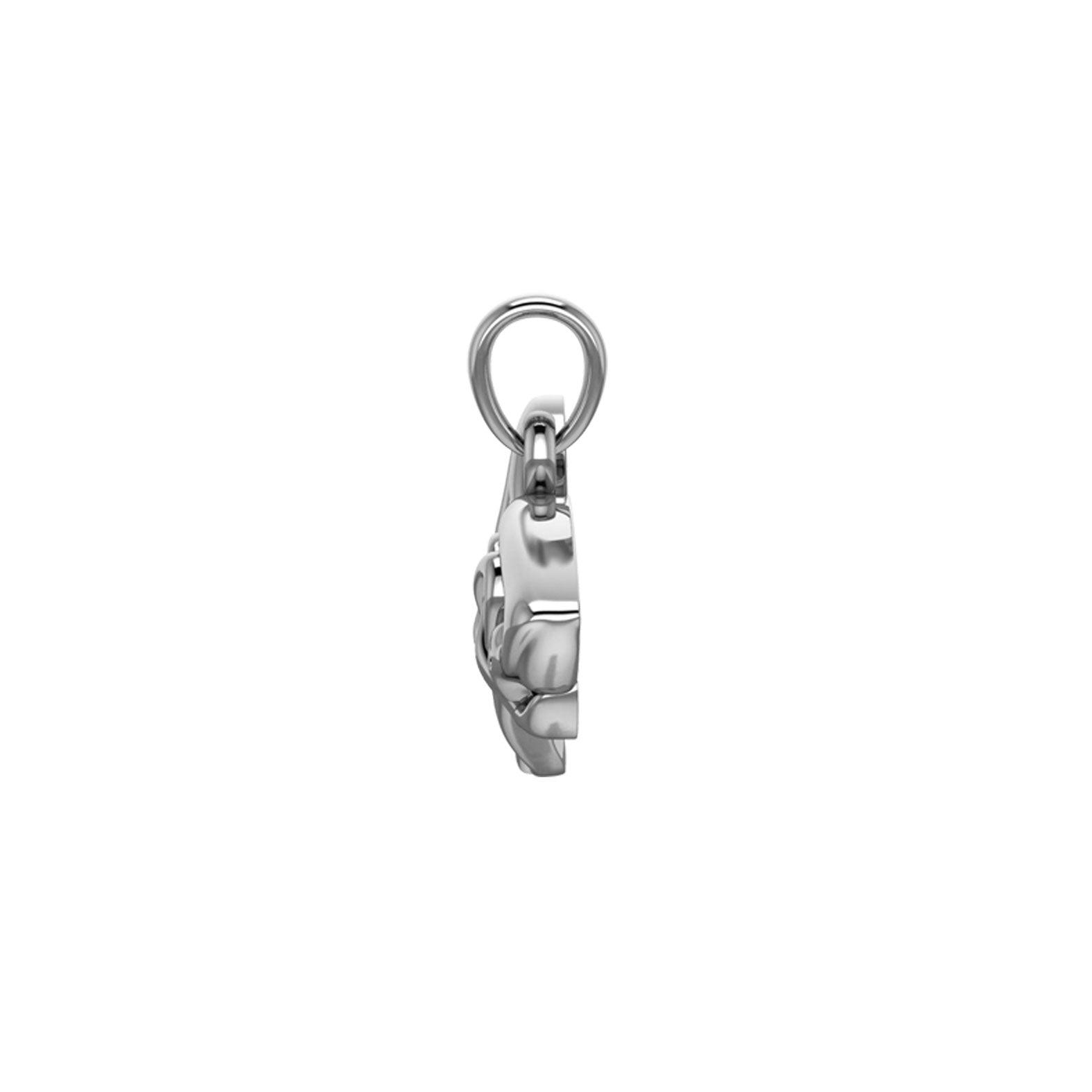 Shark with Double Celtic Heart Silver Pendant