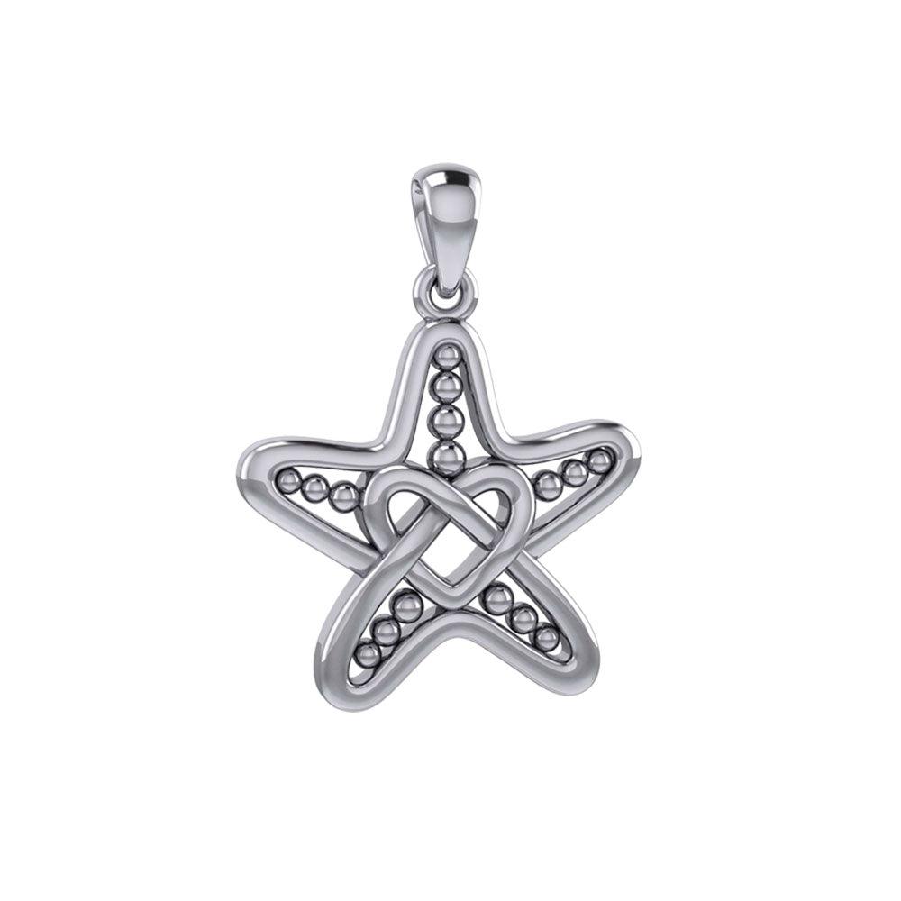 Starfish with Celtic Heart Silver Pendant