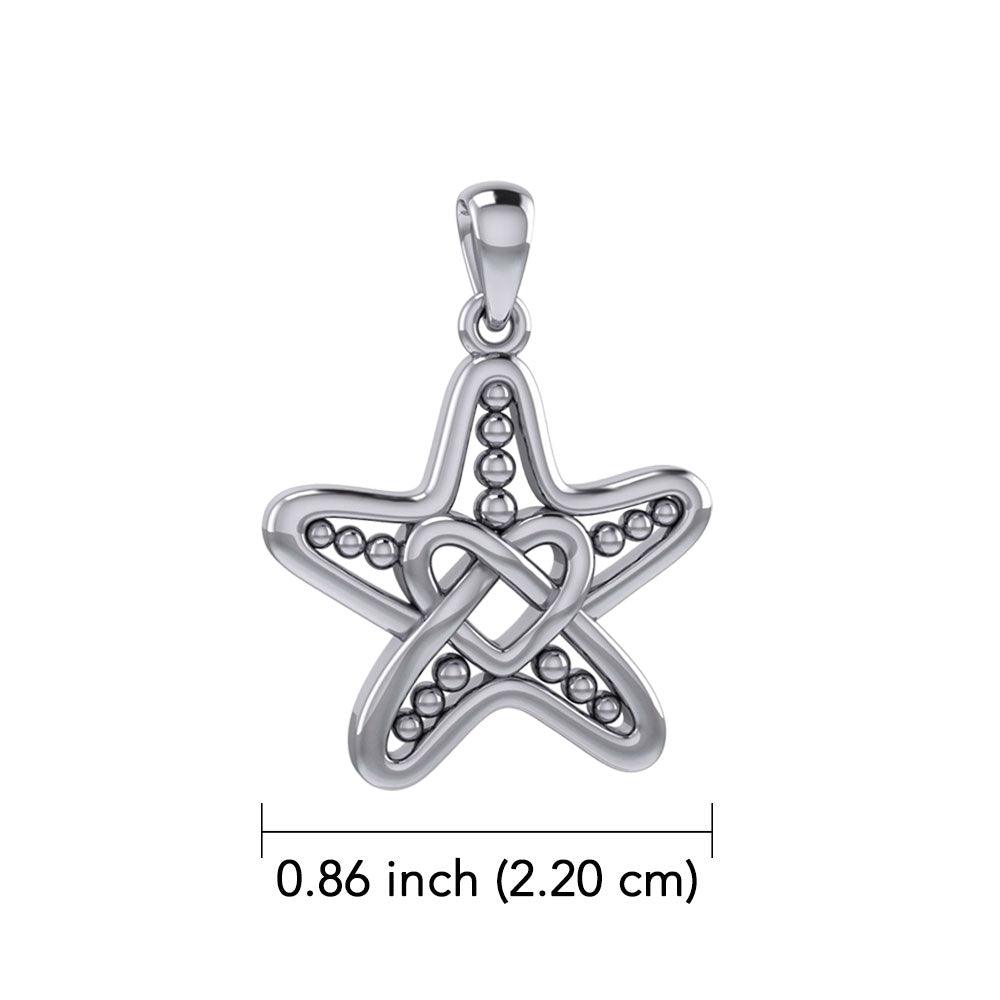 Starfish with Celtic Heart Silver Pendant