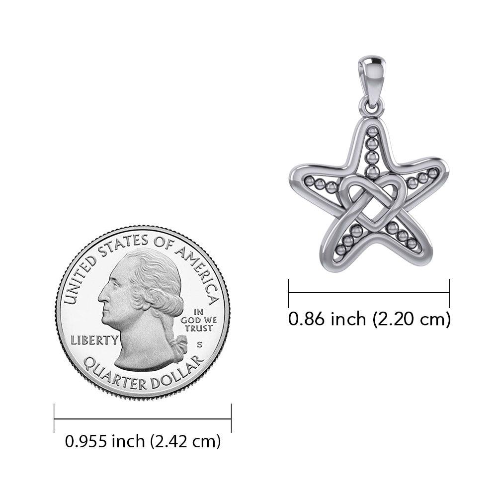 Starfish with Celtic Heart Silver Pendant