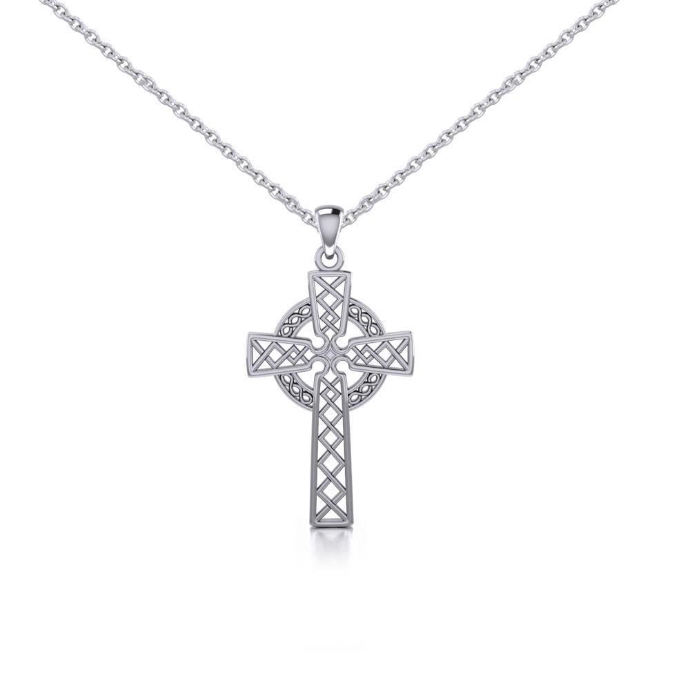 Silver Hollow Celtic Cross Pendant and Chain Set