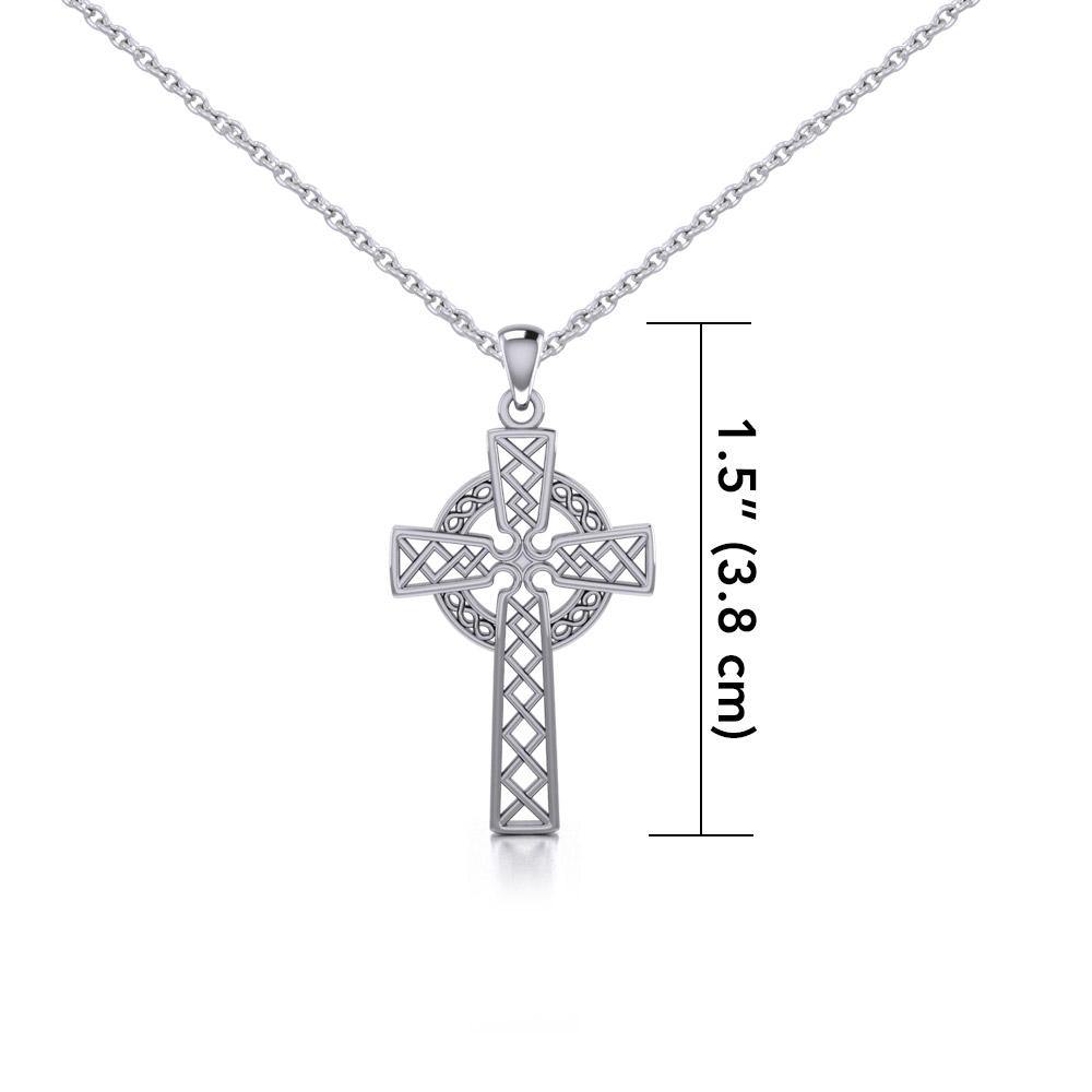 Silver Hollow Celtic Cross Pendant and Chain Set