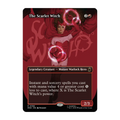 A Magic: The Gathering trading card titled 'The Scarlet Witch' from the Marvel Superheroes  expansion set. The card features artwork of Scarlet Witch with red and pink energy swirls, set against a dark red and black card frame.