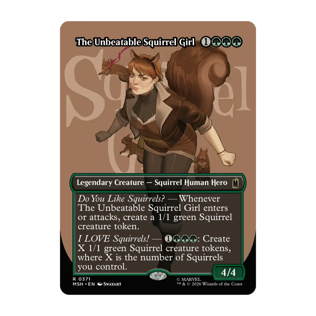 A Magic: The Gathering trading card titled 'The Unbeatable Squirrel Girl' Marvel Superheroes