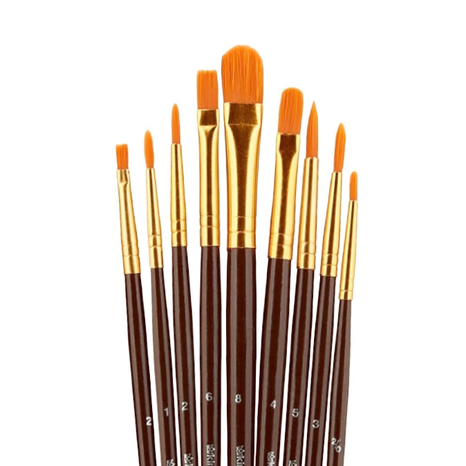 Studio Mixed Media Gold Nylon Brush Set  10 pc