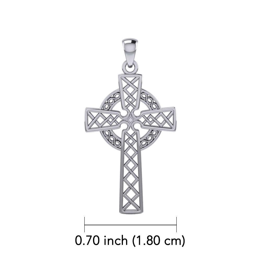 14K Modern Celtic Cross White Gold Pendant