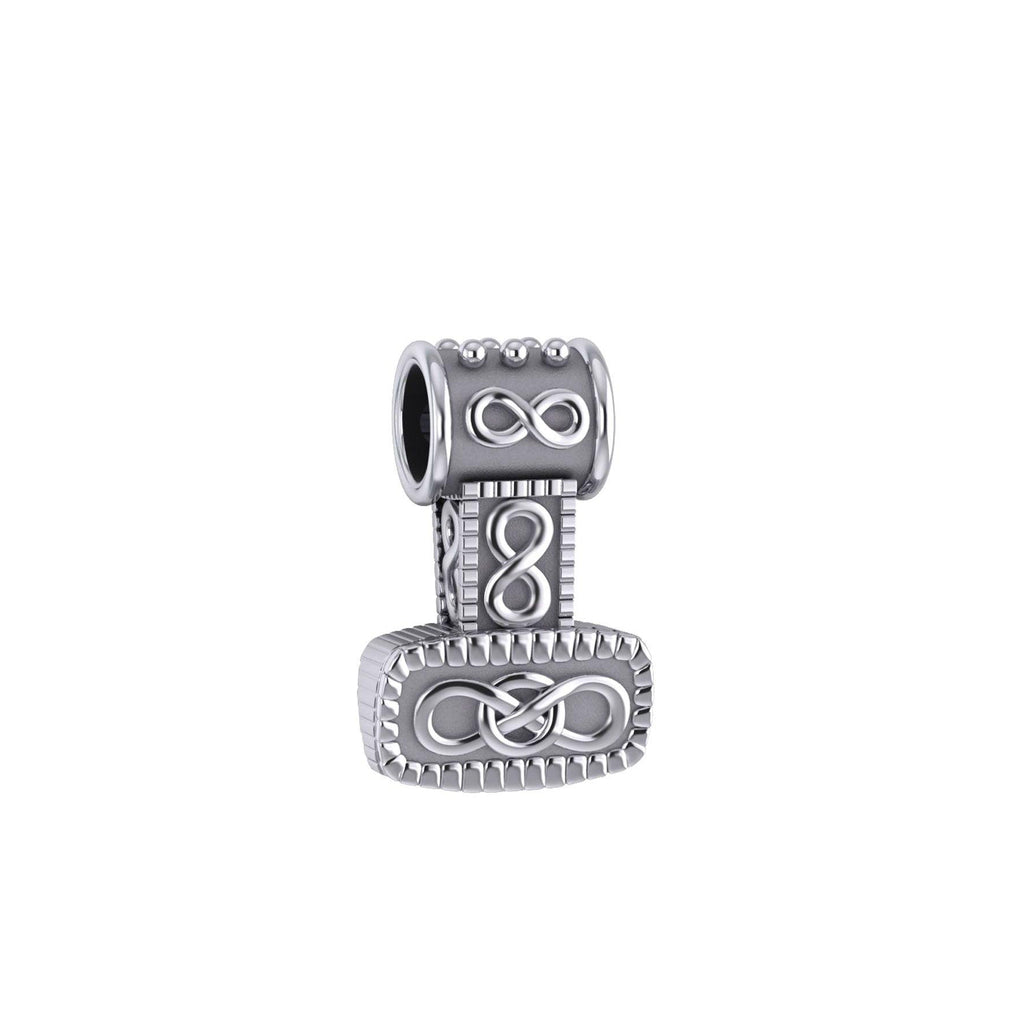 14K Celtic Thor's Hammer Solid White Gold Slider Pendant