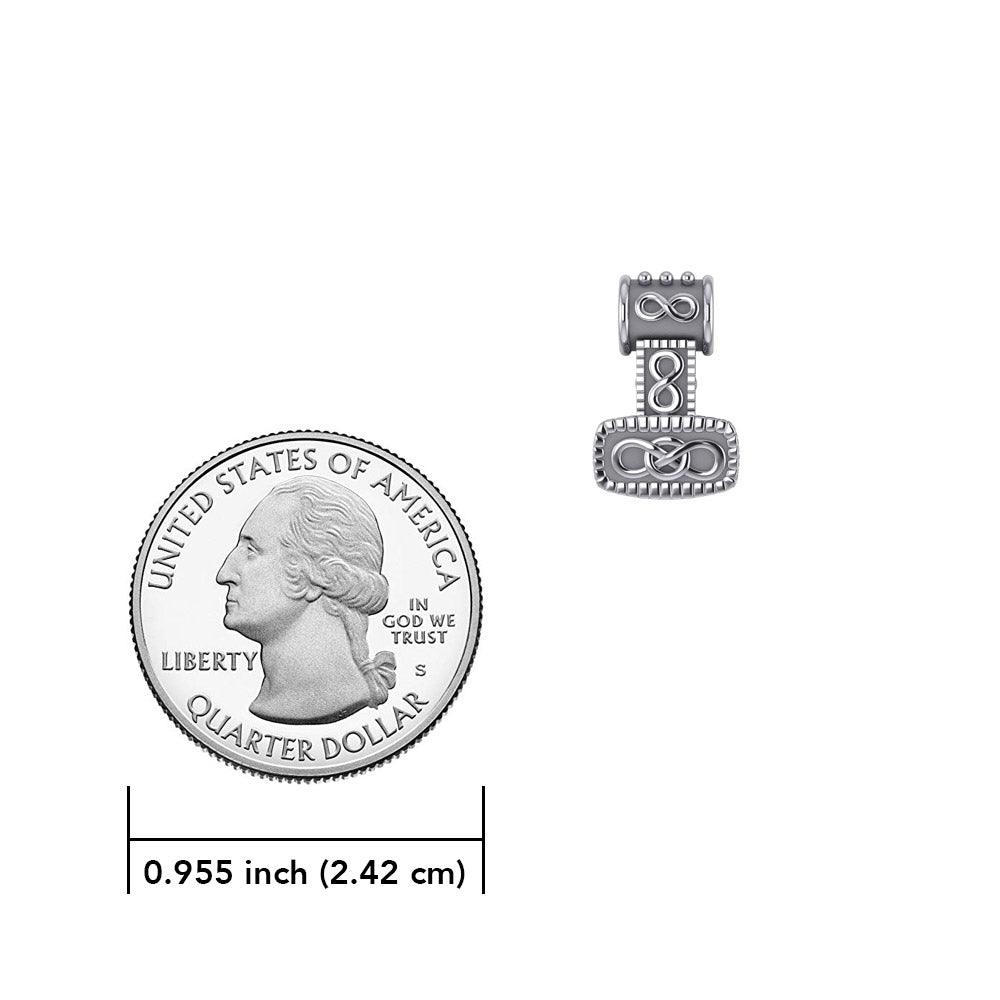 14K Celtic Thor's Hammer Solid White Gold Slider Pendant