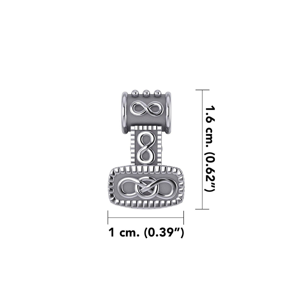 14K Celtic Thor's Hammer Solid White Gold Slider Pendant