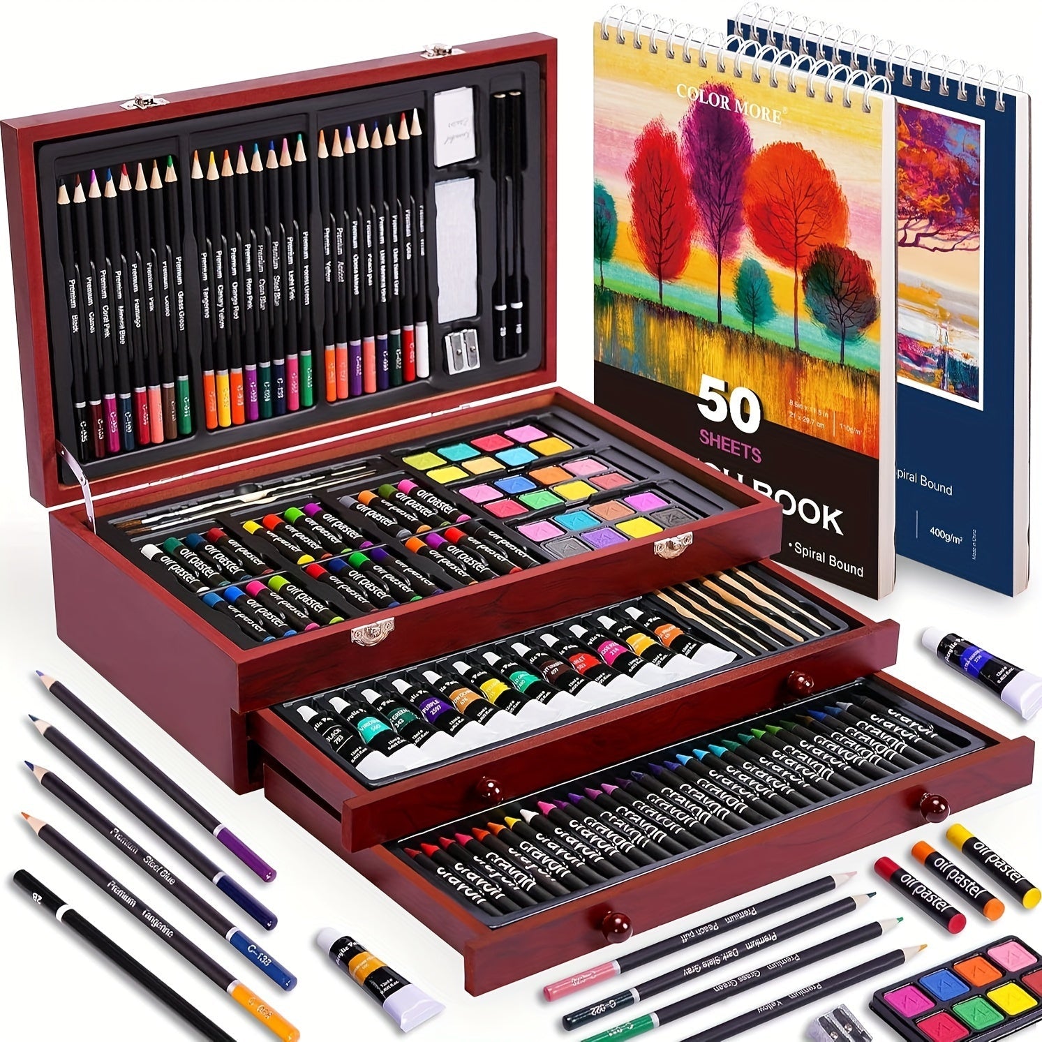 175 Piece Deluxe Art Set Acrylic Paints Colored Pencils Crayons