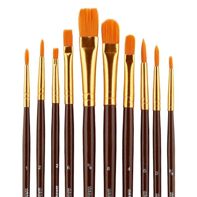 Studio Mixed Media Gold Nylon Brush Set  10 pc