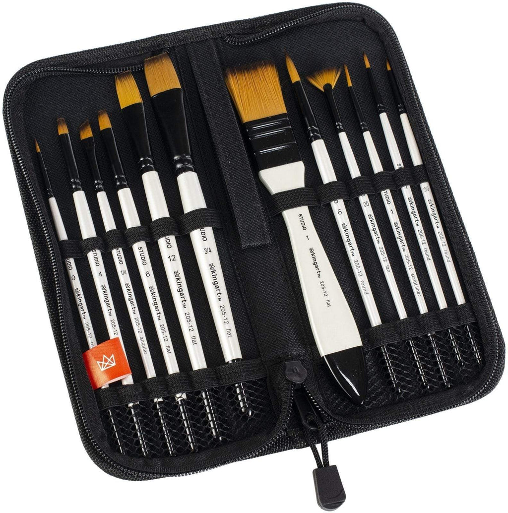 Studio Gold Nylon Brush Set Acrylic & Watercolor 12 Piece