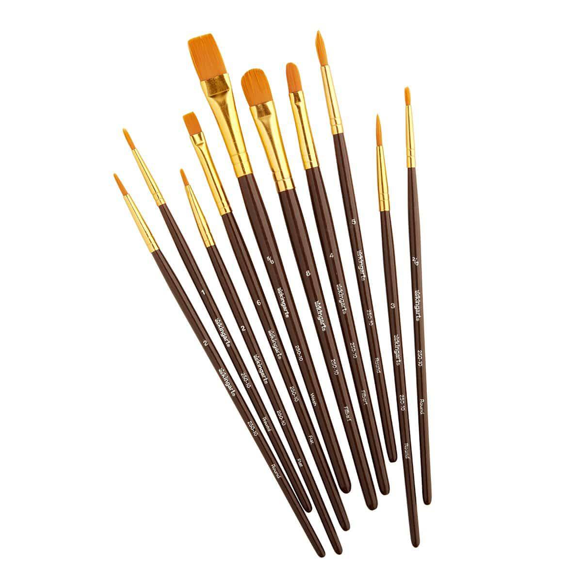 Studio Mixed Media Gold Nylon Brush Set  10 pc
